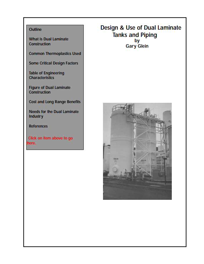 Design & Use of Dual Laminate Tanks & Piping Design & Use of Dual Laminate Tanks & Piping